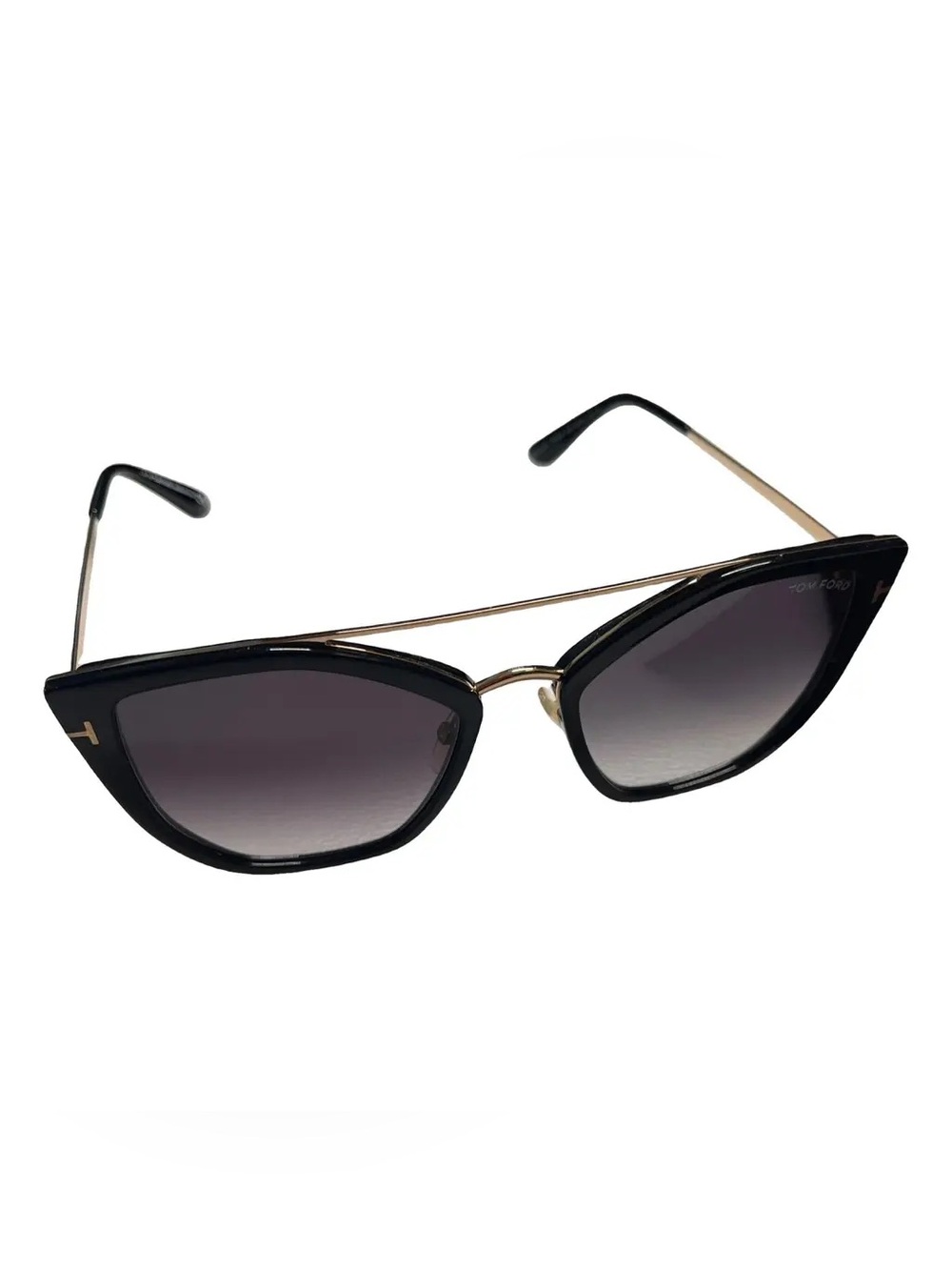 Tom Ford Black Women’s Cat-Eye Sunglasses with Gold Brow Bar NWOT